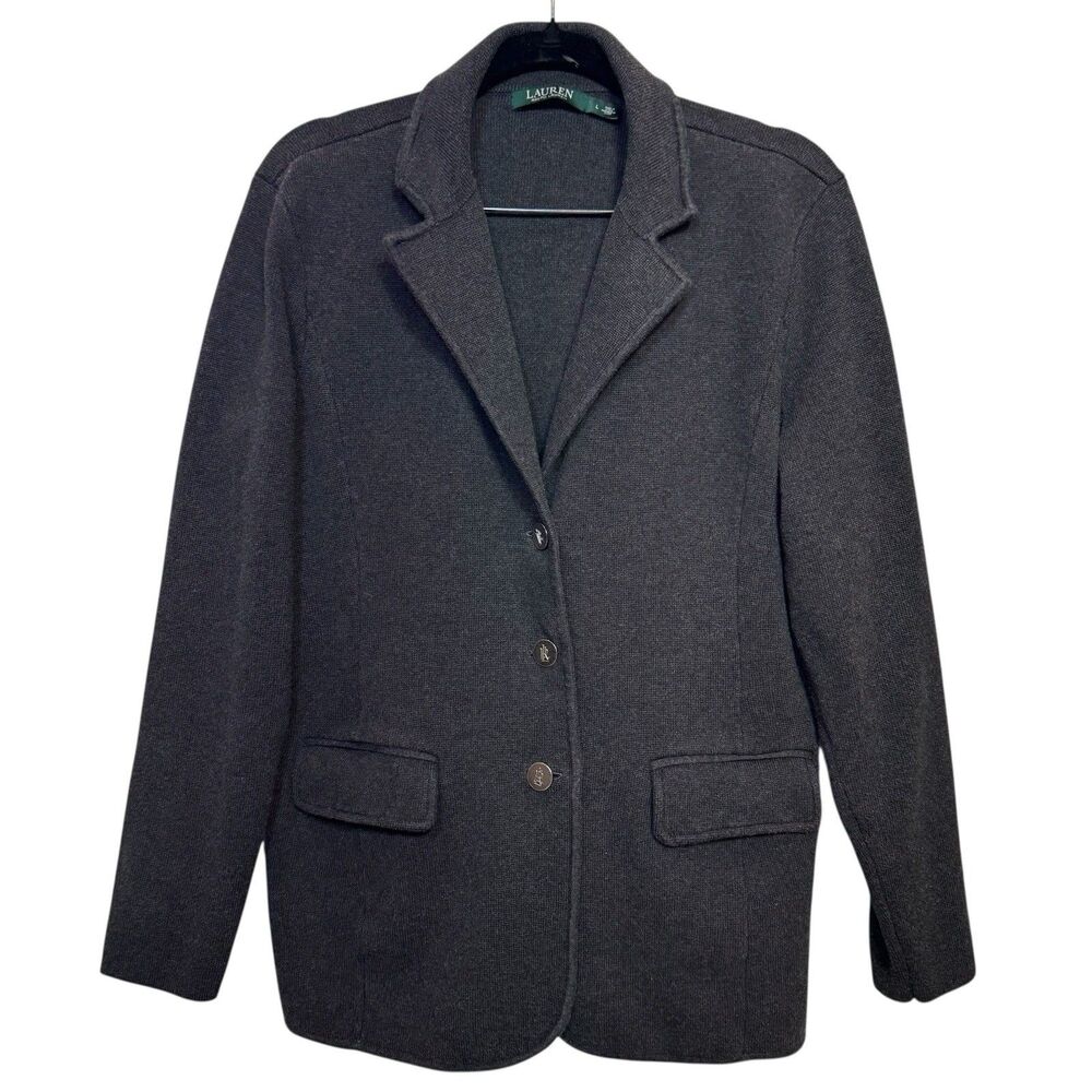 Lauren Ralph Lauren Charcoal Gray Knit Blazer